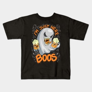 I'm Just Here For The Boos ghost and beer design Kids T-Shirt